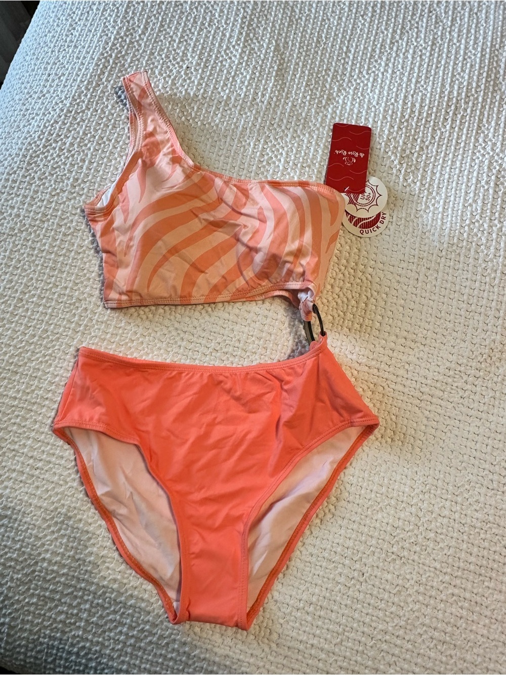 Women’s One-Shoulder Coral Swim Set UPF 50 Quick DRY